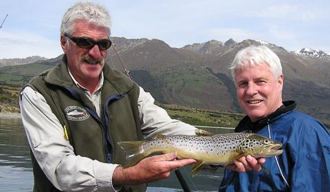 Fishing in Lake Wakatipu, Queenstown, NZ.